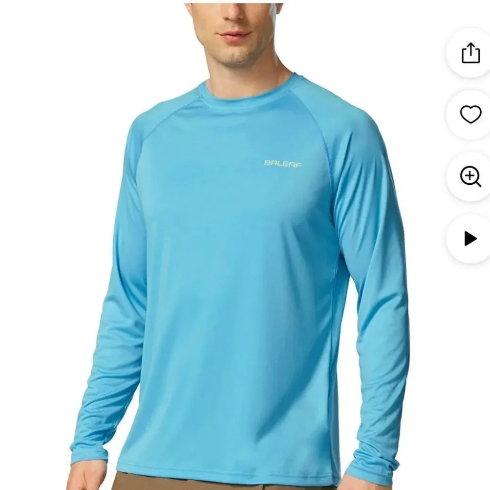 Baleaf Men's Blue Long Sleeve Crew neck  Shirt size M